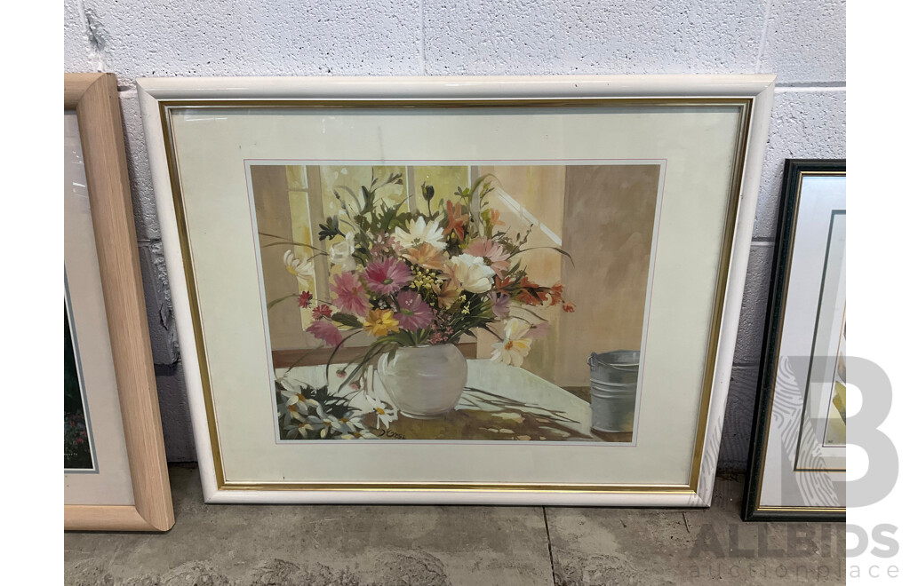 Lot of 3 Picturesque Framed Artworks - Floral and Riverside