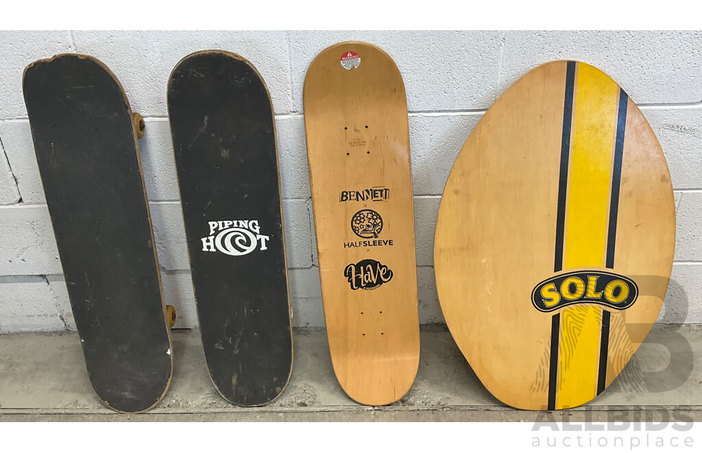 Solo Skimboard, 2x Skateboards & 1x Deck