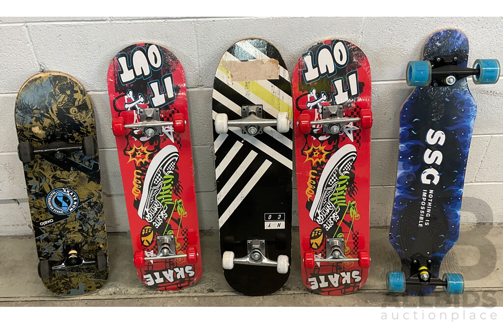 4x Skateboards & Pintail Board - Lot of 5