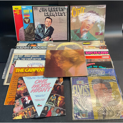 Collection of 24 Vintage Vinyl LP Records - Including ELVIS, Neil Diamond, Carpenters and Much More