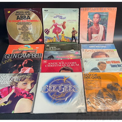 Collection of 14 Vintage Vinyl LP Records - Including Whitney Hostoun, Bee Gees, ABBA and Much More