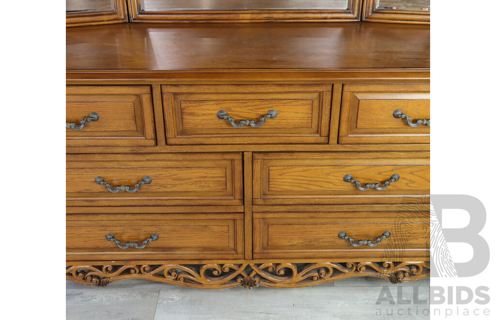 Modern Oak Mirrored Back Dresser