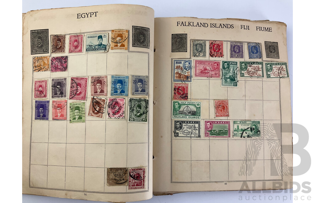 Album of Antique/Vintage International Stamps Including Australian Predecimal, Belgium, Canada, Hungary, Japan, Romania, Aden and More