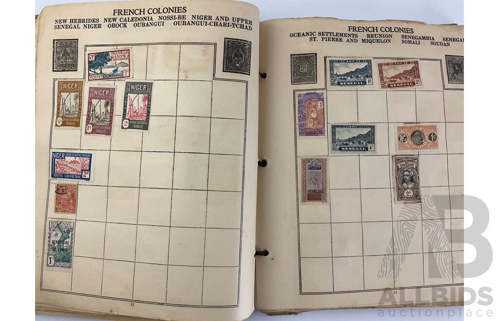 Album of Antique/Vintage International Stamps Including Australian Predecimal, Belgium, Canada, Hungary, Japan, Romania, Aden and More