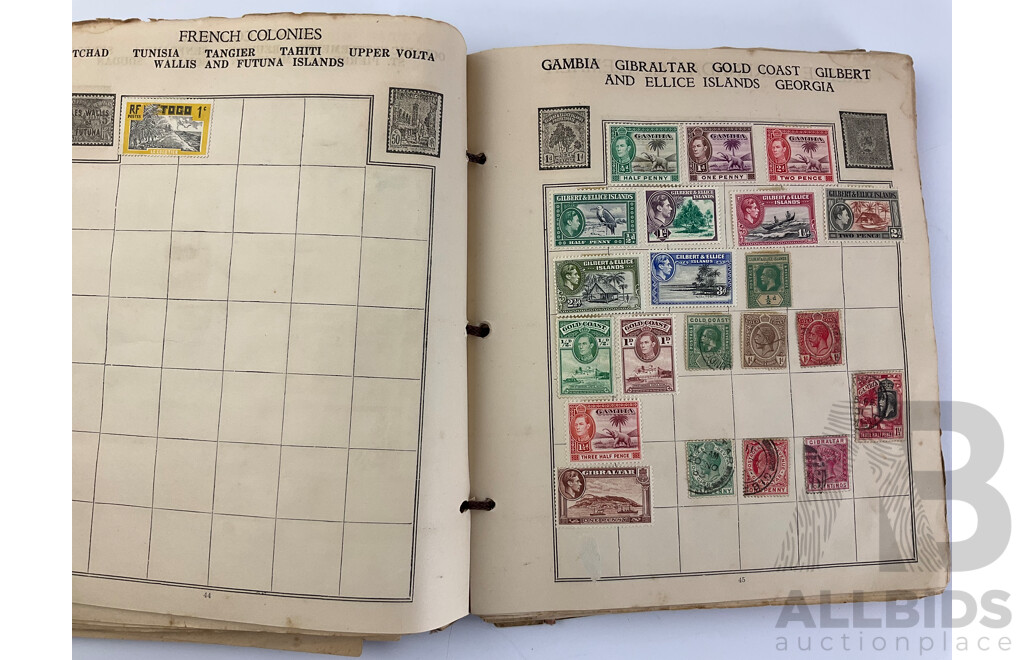 Album of Antique/Vintage International Stamps Including Australian Predecimal, Belgium, Canada, Hungary, Japan, Romania, Aden and More