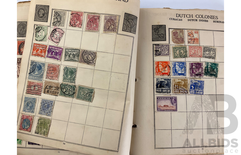 Album of Antique/Vintage International Stamps Including Australian Predecimal, Belgium, Canada, Hungary, Japan, Romania, Aden and More