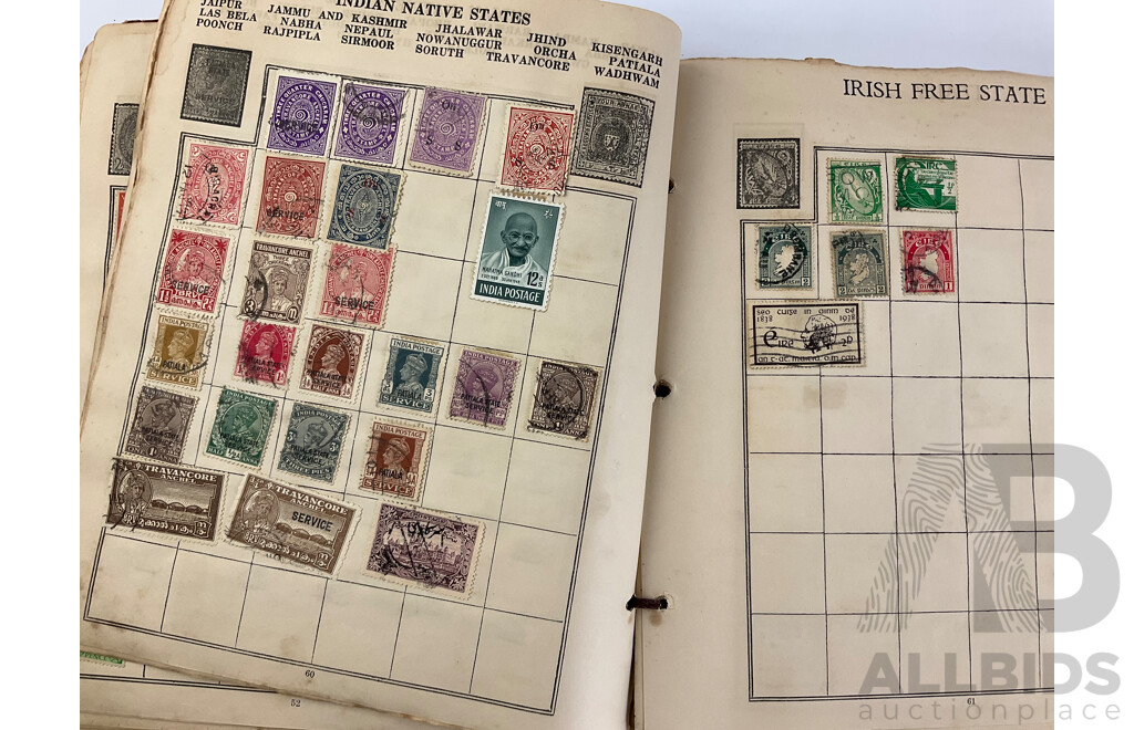 Album of Antique/Vintage International Stamps Including Australian Predecimal, Belgium, Canada, Hungary, Japan, Romania, Aden and More