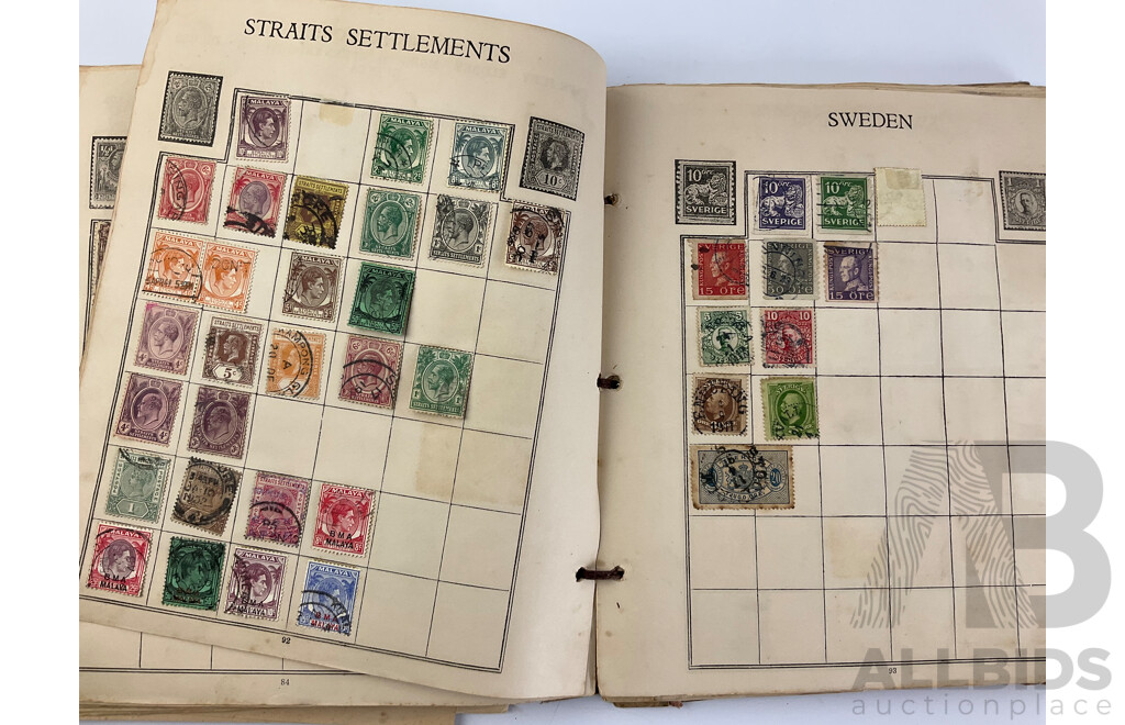 Album of Antique/Vintage International Stamps Including Australian Predecimal, Belgium, Canada, Hungary, Japan, Romania, Aden and More