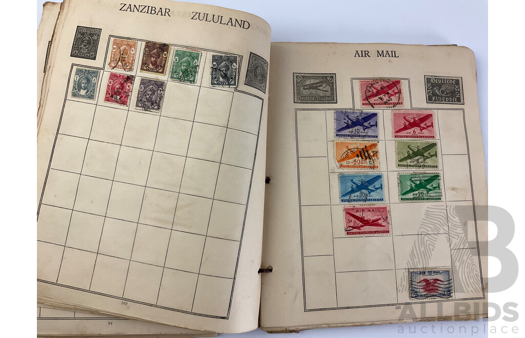 Album of Antique/Vintage International Stamps Including Australian Predecimal, Belgium, Canada, Hungary, Japan, Romania, Aden and More