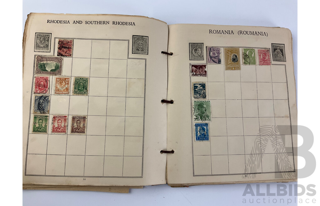 Album of Antique/Vintage International Stamps Including Australian Predecimal, Belgium, Canada, Hungary, Japan, Romania, Aden and More