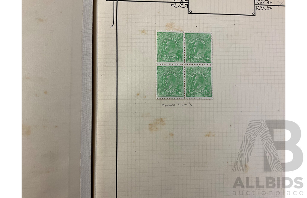 Album of Antique/Vintage Hinged and Cancelled Stamps Including Australia Predecimal, New Hebrides, Nouvelles Hebrides, Solomon Islands, Nauru