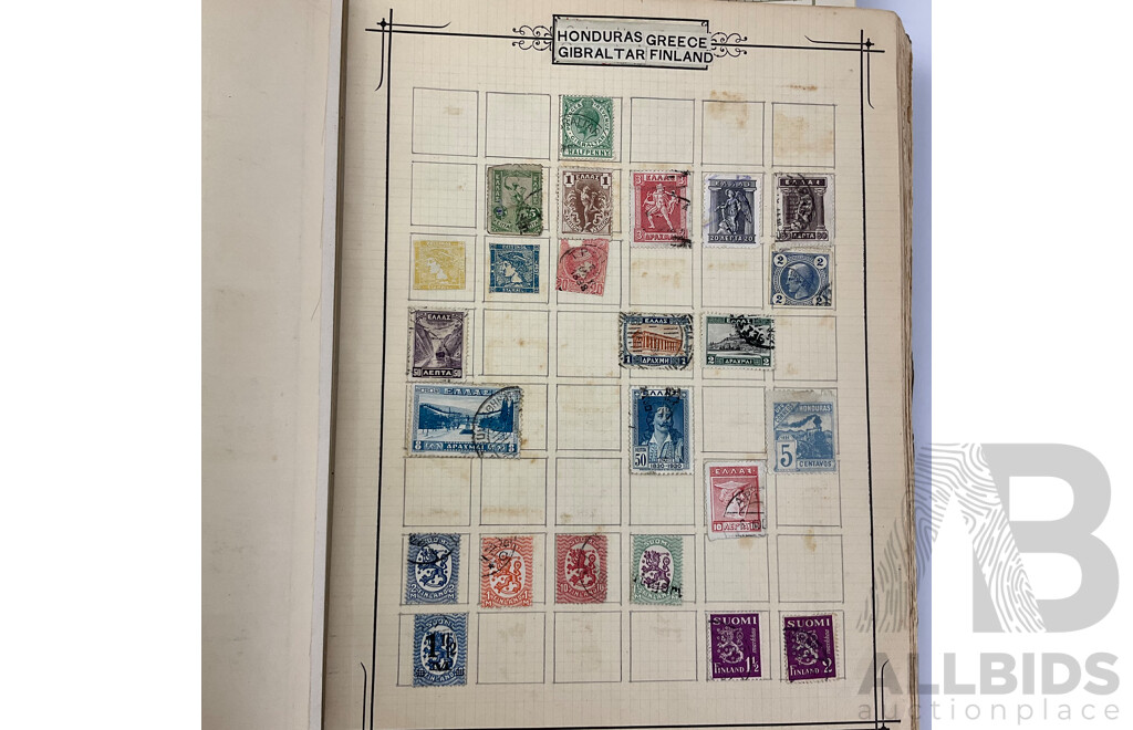 Two Albums of Antique/Vintage International Cancelled Stamps Including Australia Predecimal, Israel, Austria, France, Italy, Norway, Russia and More