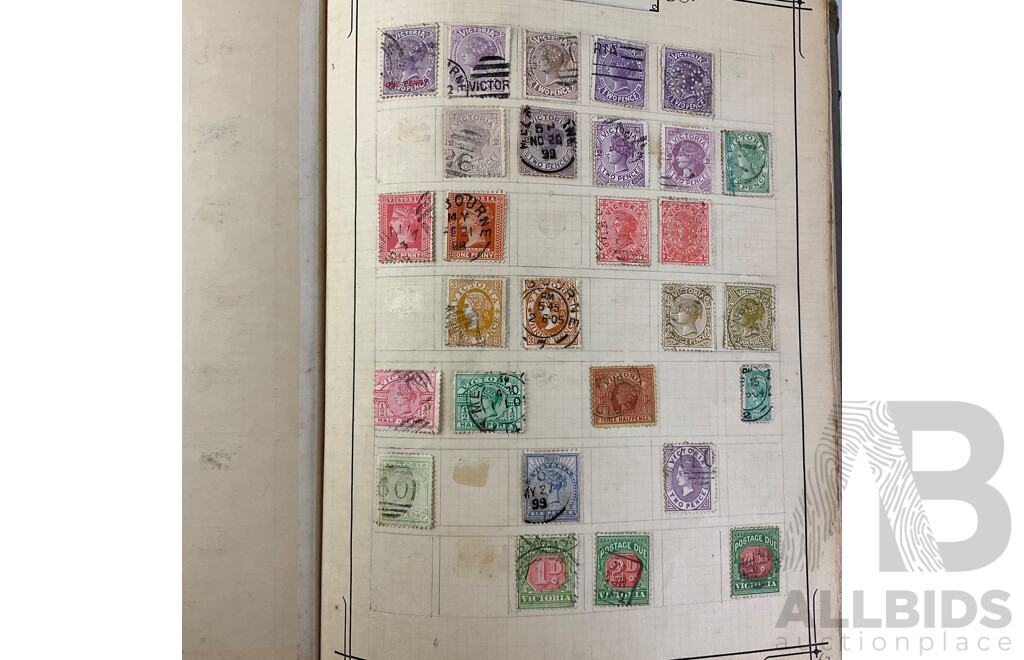 Two Albums of Antique/Vintage International Cancelled Stamps Including Australia Predecimal, Israel, Austria, France, Italy, Norway, Russia and More