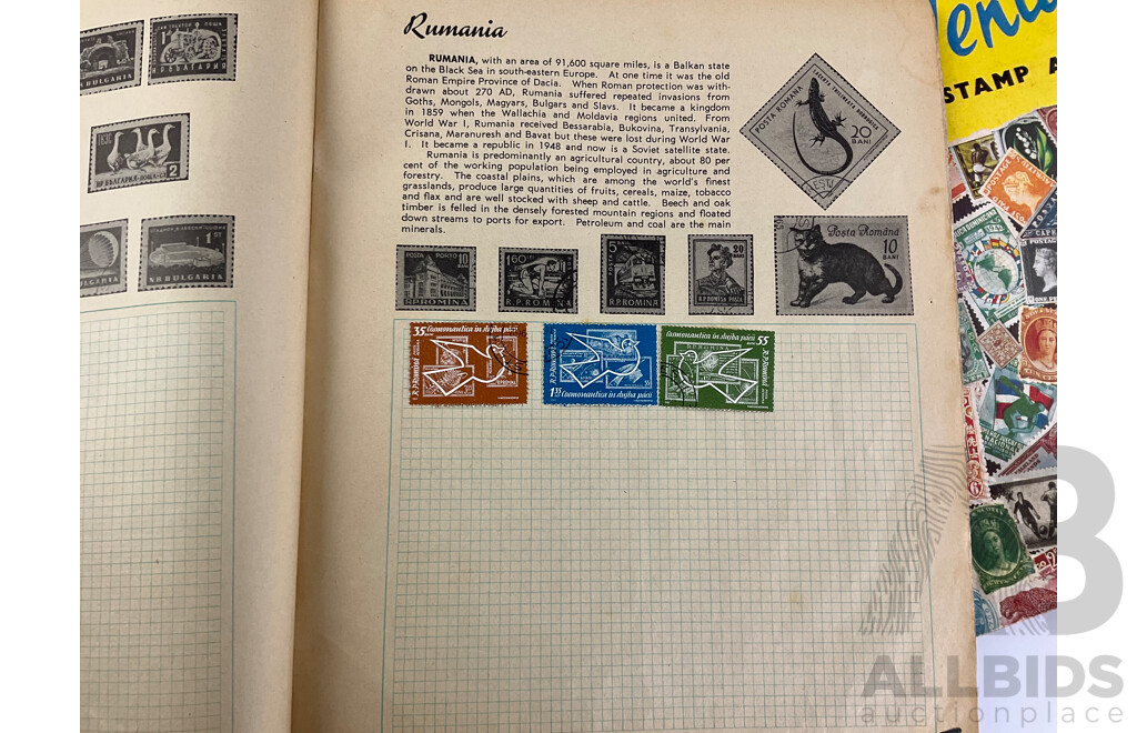 Collection of Vintage International Cancelled Stamp Albums Including Australian Predecimal, Canada, South Africa, Nederland, Singapore, New Zealand, China, Great Britain and More