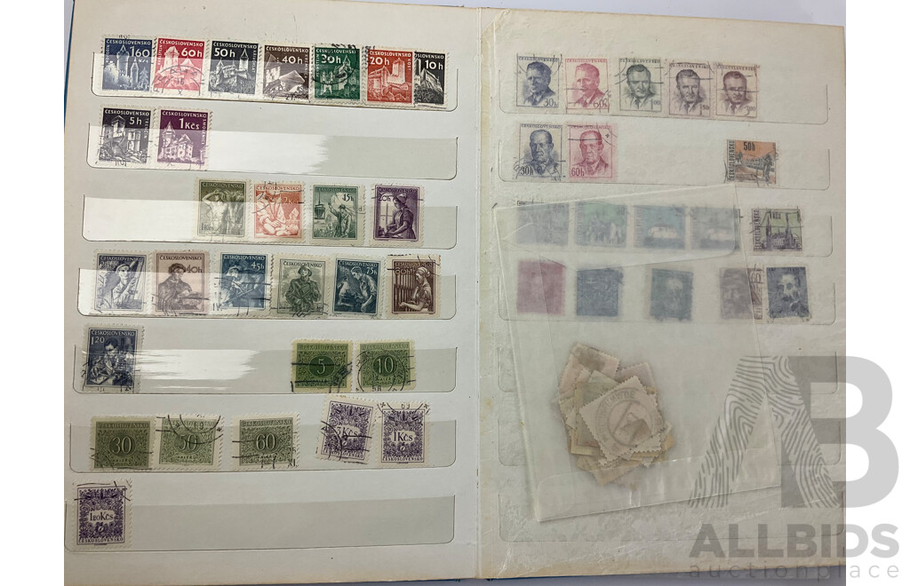 Collection of Vintage International Cancelled Stamp Albums Including Australian Predecimal, Canada, South Africa, Nederland, Singapore, New Zealand, China, Great Britain and More