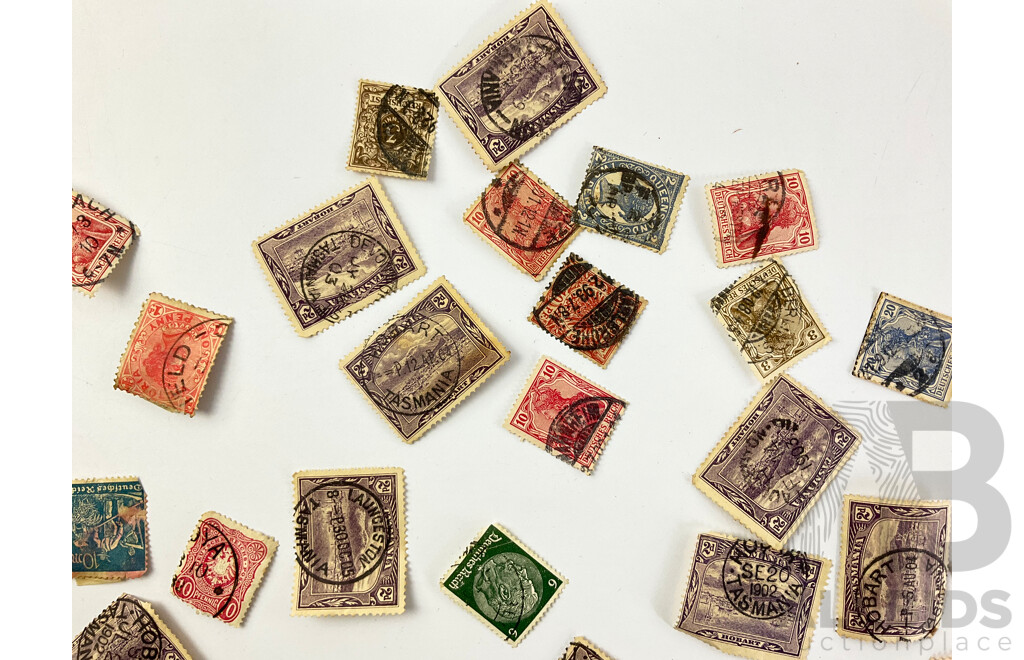 Collection of Australian Predecimal State Stamps and Antique German Stamps