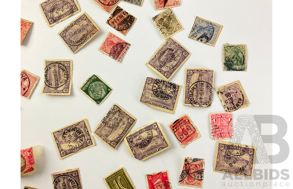 Collection of Australian Predecimal State Stamps and Antique German Stamps