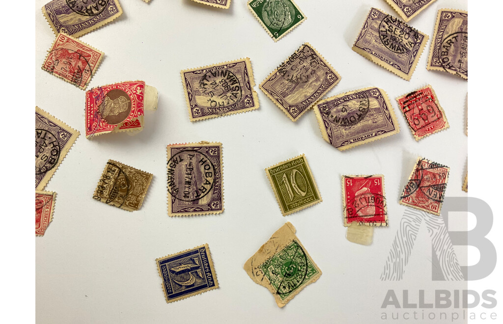 Collection of Australian Predecimal State Stamps and Antique German Stamps