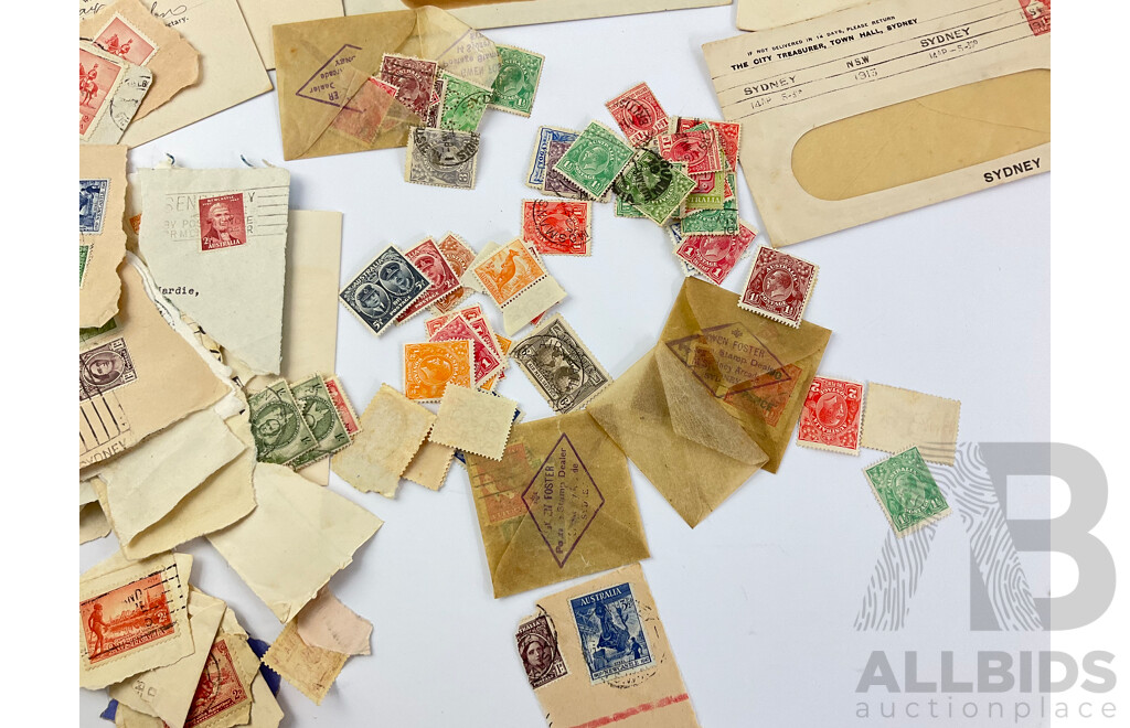 Collection of Australian Mint and Cancelled Predecimal Stamps Including 1929 Centenary of Western Australia, COA KGV Stamp Booklet, Centenary of Victoria and More