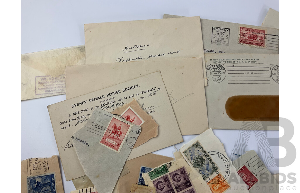 Collection of Australian Mint and Cancelled Predecimal Stamps Including 1929 Centenary of Western Australia, COA KGV Stamp Booklet, Centenary of Victoria and More