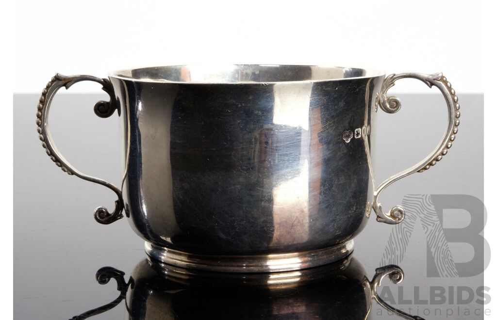 Vintage English Sterling Silver Twin Handled Sugar Bowl, London 1936, Goldsmiths & Silversmiths Co, Weight 146Gm