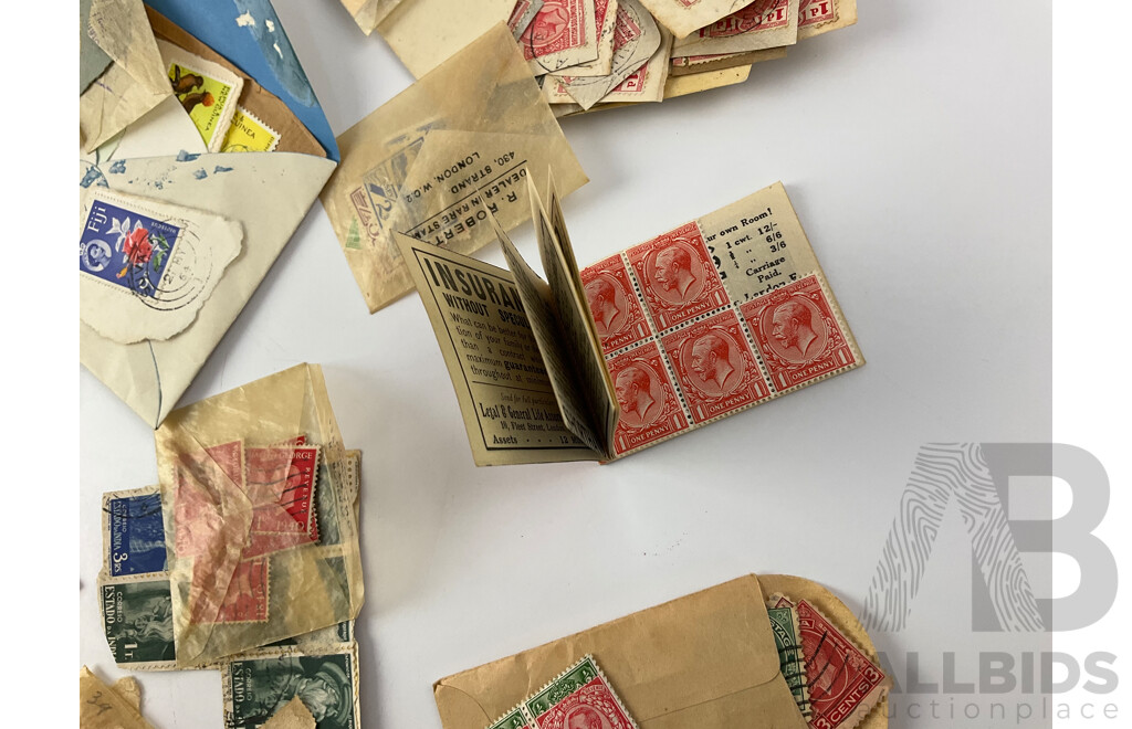 Collection of Vintage Commonwealth Countries Mint and Cancelled Stamps Including United Kingdom KGV/KGVI, Solomon Islands, Australia, Fiji and More