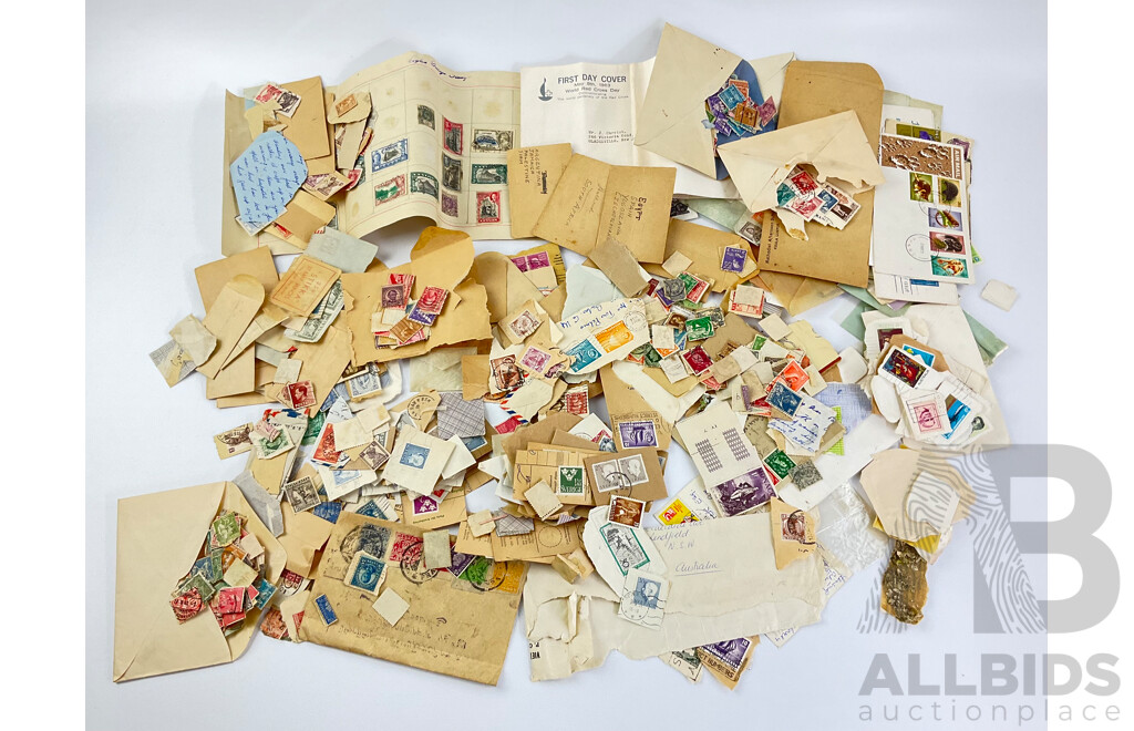 Collection of Vintage Cancelled International Stamps and First Day Covers Including Portugal, USA, UK, Italy, Fiji, Japan and More