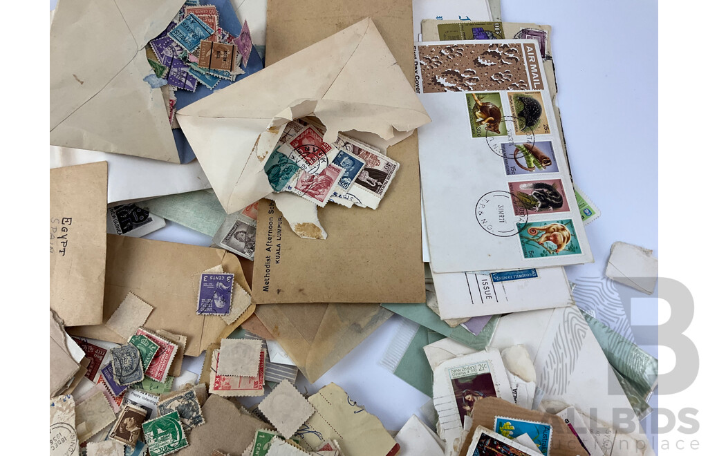 Collection of Vintage Cancelled International Stamps and First Day Covers Including Portugal, USA, UK, Italy, Fiji, Japan and More