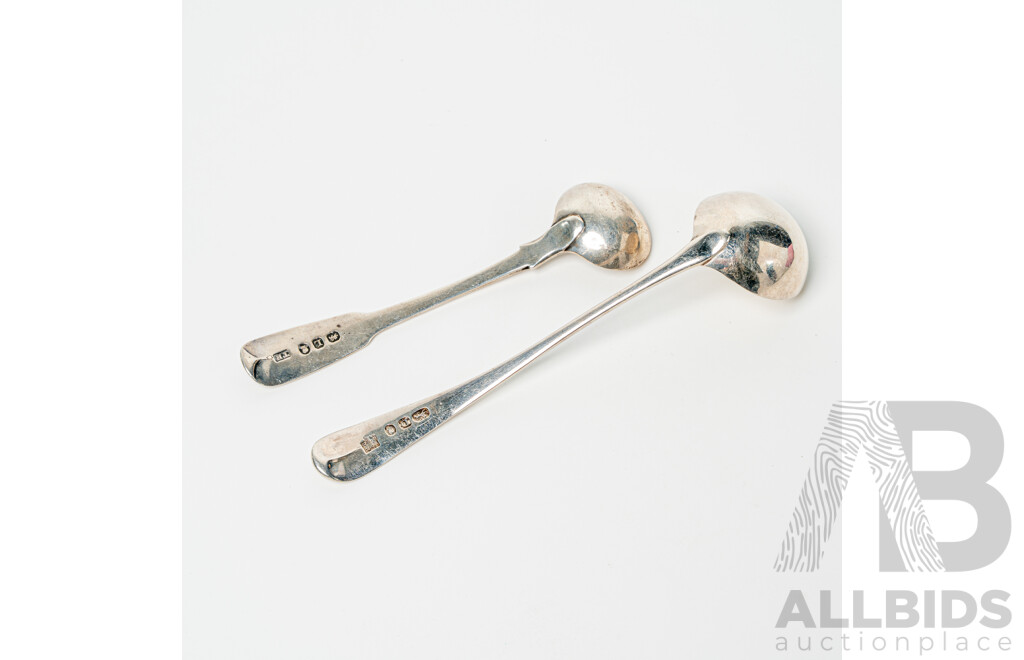 Antique English Sterling Silver Scoop with Engraved Handle Along with Deep Scoop Example, London 1799, Total Weight 31gm