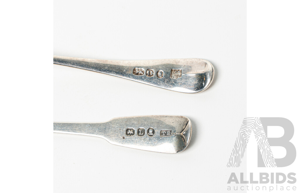 Antique English Sterling Silver Scoop with Engraved Handle Along with Deep Scoop Example, London 1799, Total Weight 31gm