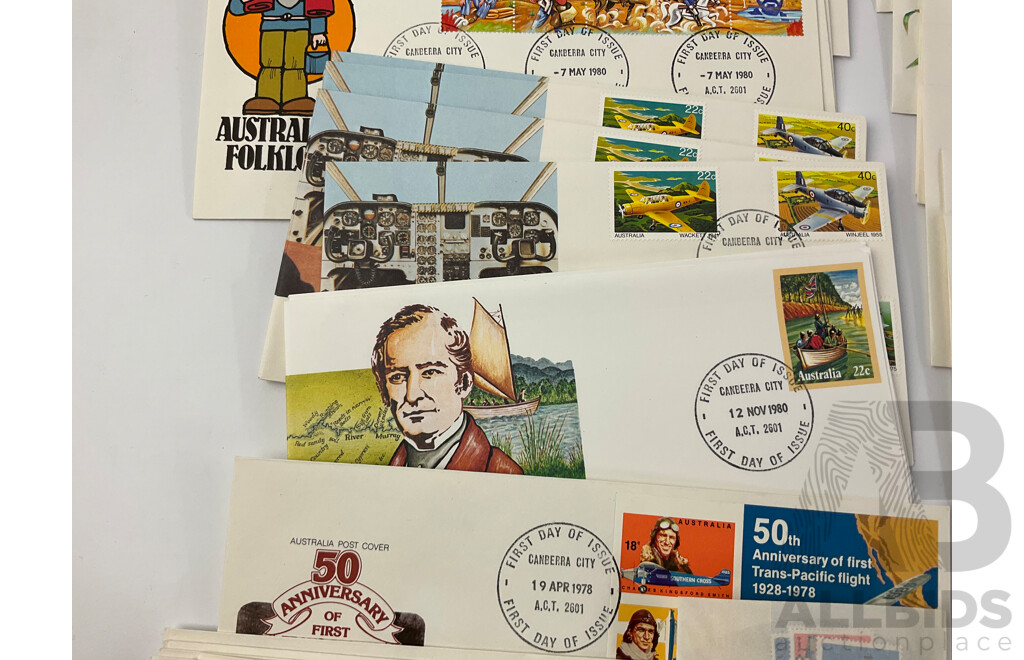 Collection of Australian/Antarctic Territories 1970' and 80's First Day Covers/Prepaid Envelopes, Stamp Packs and Blocks, Many Multiples