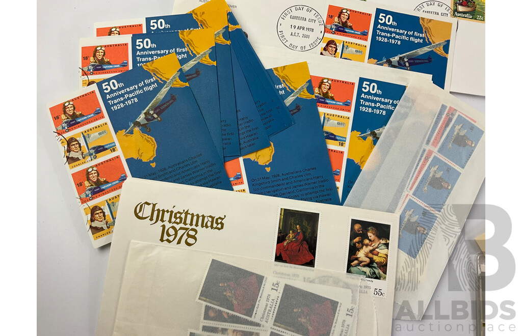 Collection of Australian/Antarctic Territories 1970' and 80's First Day Covers/Prepaid Envelopes, Stamp Packs and Blocks, Many Multiples