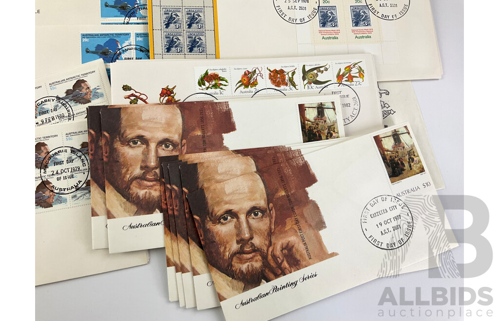 Collection of Australian/Antarctic Territories 1970' and 80's First Day Covers/Prepaid Envelopes, Stamp Packs and Blocks, Many Multiples