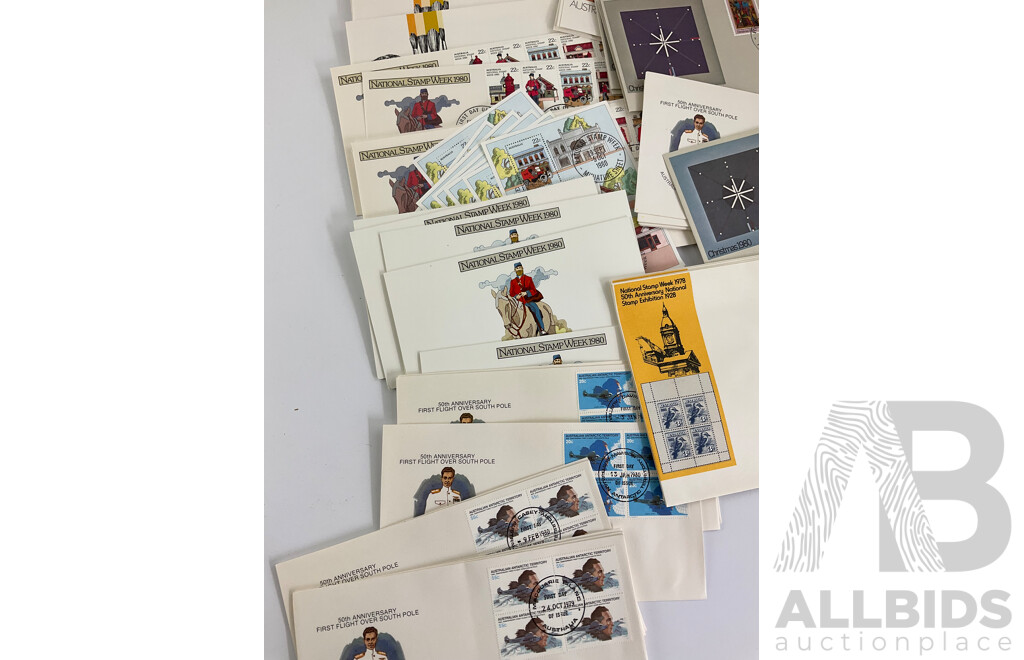 Collection of Australian/Antarctic Territories 1970' and 80's First Day Covers/Prepaid Envelopes, Stamp Packs and Blocks, Many Multiples