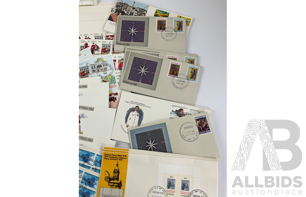 Collection of Australian/Antarctic Territories 1970' and 80's First Day Covers/Prepaid Envelopes, Stamp Packs and Blocks, Many Multiples