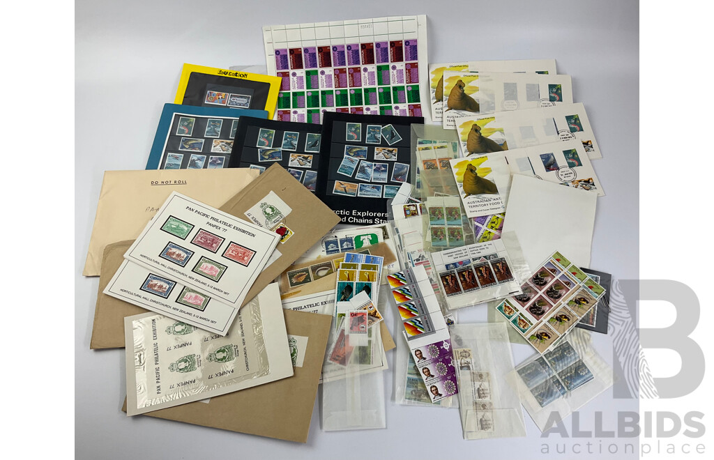 Collection of Mint and Canceled Commonwealth Stamps Including Australia, New Zealand, PNG, Antarctic Territories