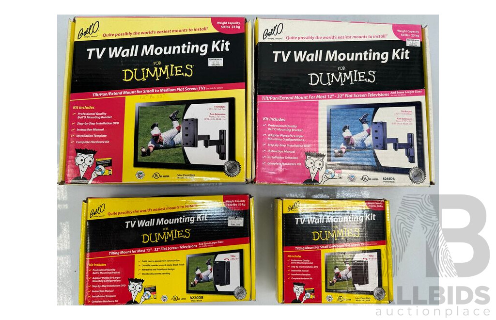 Bell'O TV Wall Mounting Kit for Dummies Lot of 4