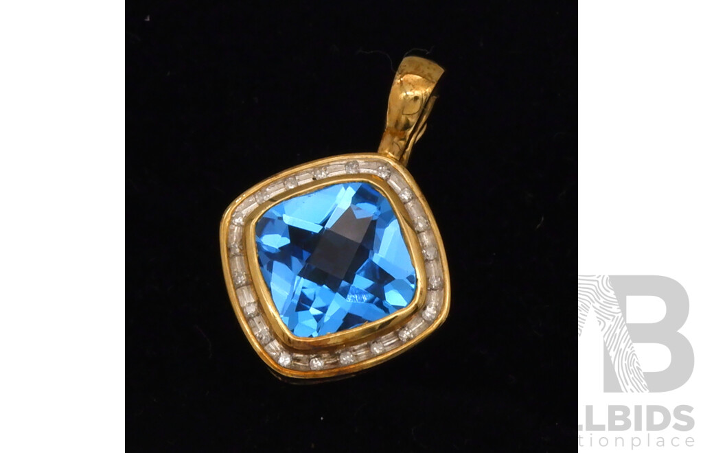 9ct Diamond & Topaz Set Enhancer Clip Pendant, TDW 0.20ct, 28mm, 3.97 Grams