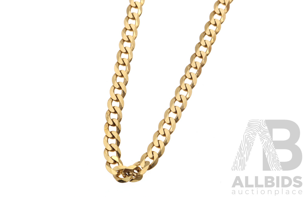 9ct Flat Curb Link Chain Necklace, 3.9mm Wide, 45cm Long, 9.97 Grams