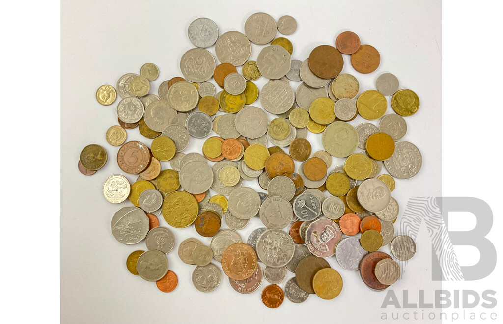 Collection of International Coins Including Philippines, Mauritius, Kenya, Vanuatu, New Zealand, Fiji, Mexico, UAE, Indonesia, USA, Hong Kong and More - Approximately 850 Grams