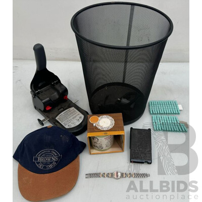 Cincinnati Microwave Passport, Funny Mug, Clothes Pegs, Wrist Watch, Bin, Cap and Paper Puncher