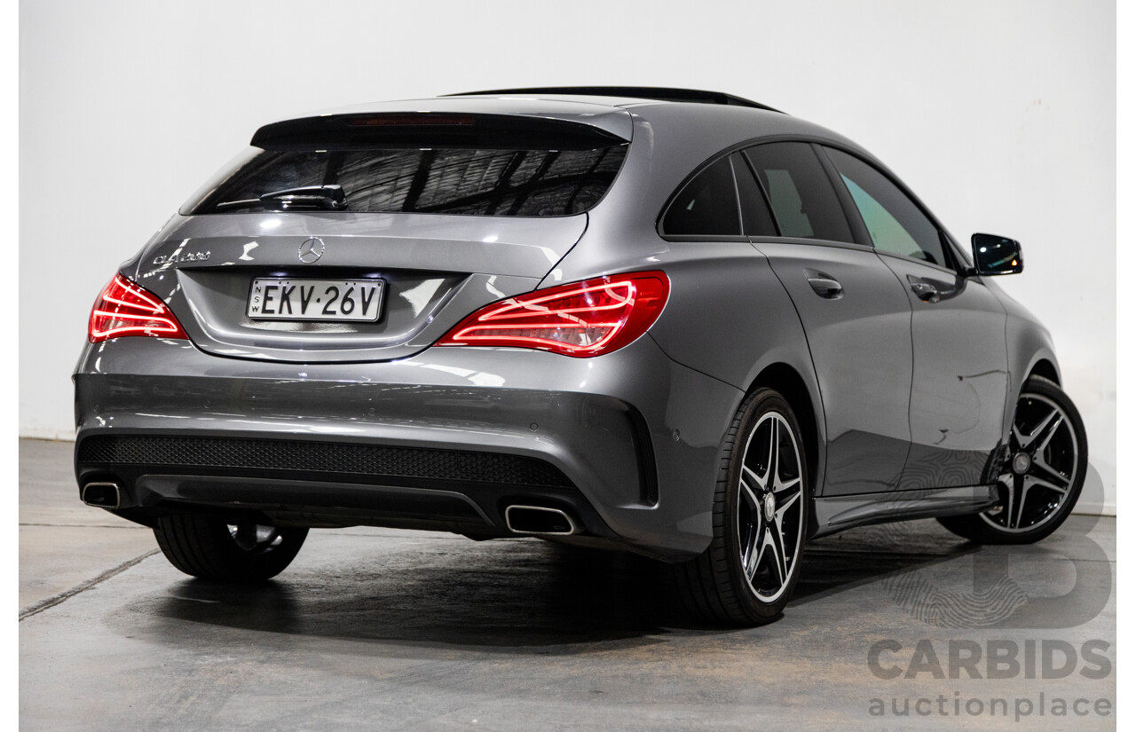 2/2016 Mercedes Benz CLA200 Shooting Brake AMG Pack 117 4d Wagon Mountain Grey Metallic Turbo 1.6L