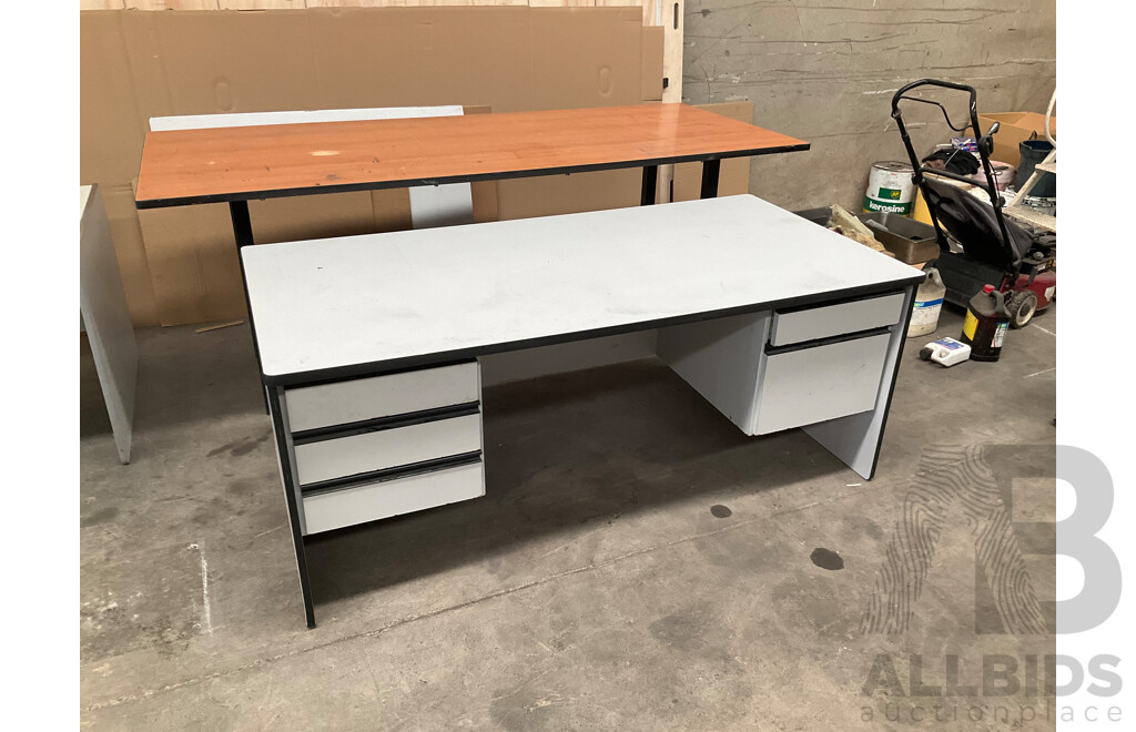 Industrial Five Drawer Office Desk