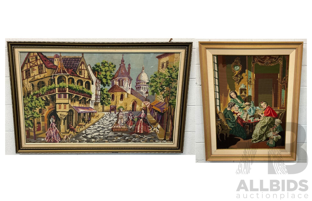 Framed Needlepoint Tapestry Artworks - Lot of 2