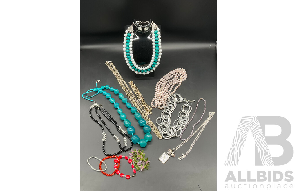 Costume Jewellery Collection Including Necklaces and Bracelets