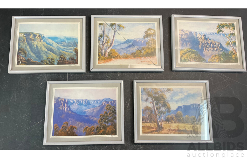 Lot of 5 Framed Small Prints of Blue Mountains by Nancye McGuigan