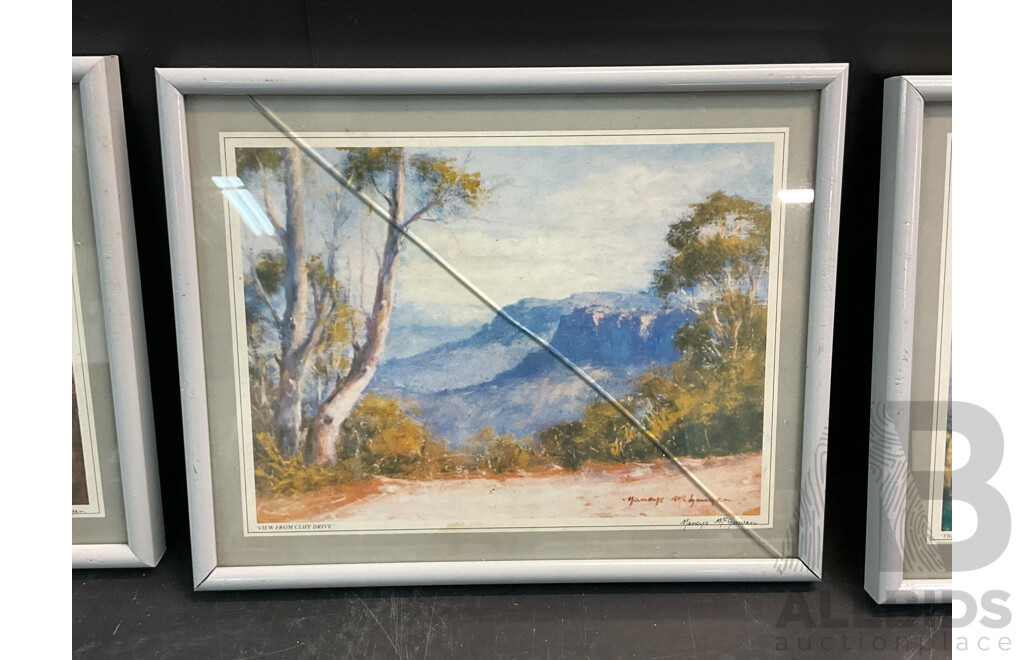 Lot of 5 Framed Small Prints of Blue Mountains by Nancye McGuigan