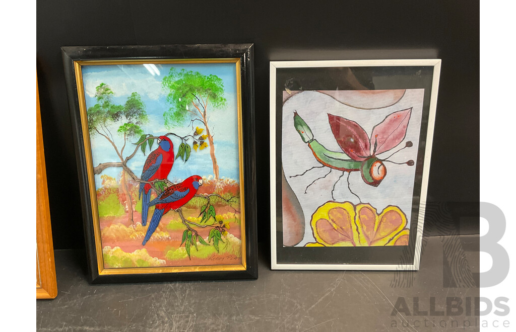 Assorted Artworks & Household Decorations - Wooden Plaques, Framed Prints & Historic Oval Decorations