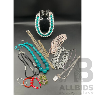 Costume Jewellery Collection Including Necklaces and Bracelets