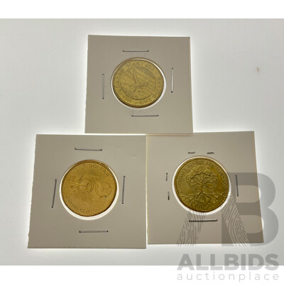 Three Australian Commemorative One Dollar Coins, 2003 Korean War, 2020 Qantas Centenary, 2018 Australia's Convict Era